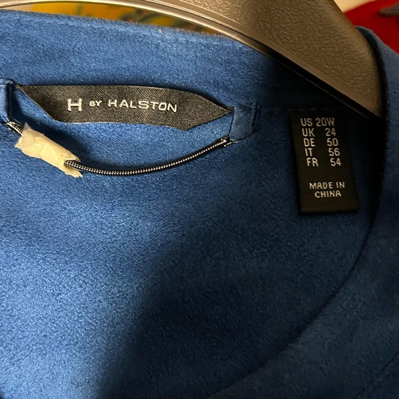 Halston -faux suede bomber style jacket with lining 20 Royal Blue quiet luxury - Picture 3 of 7